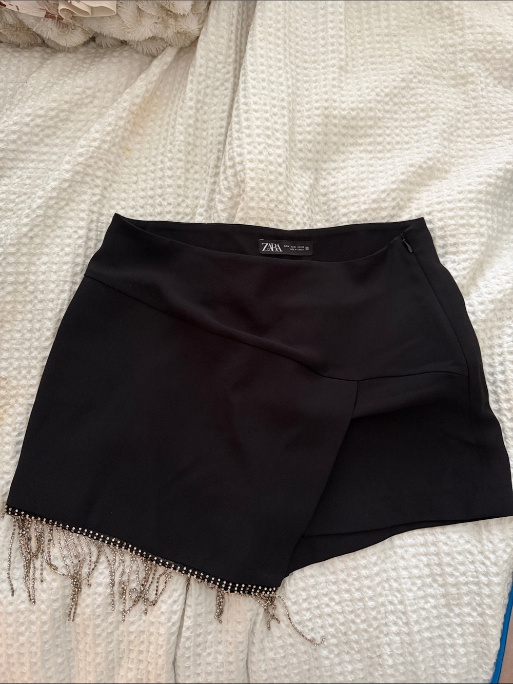 Zara Black Beaded Fringe Skort